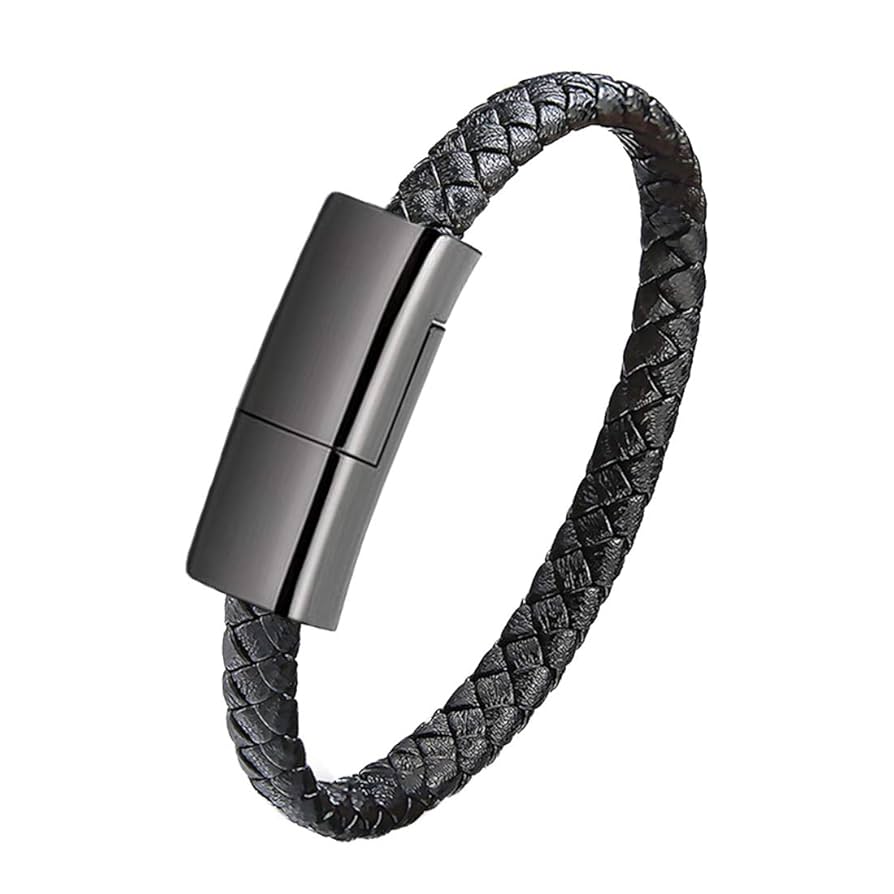 Bracelet à câble USB pour chargement et transfert de données pour iPhone et Android
