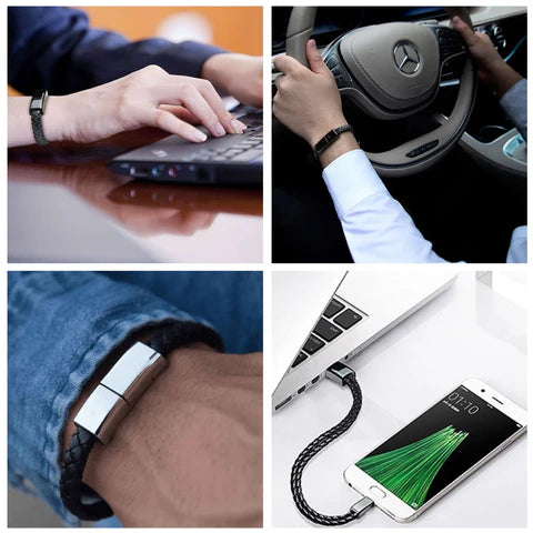 Bracelet à câble USB pour chargement et transfert de données pour iPhone et Android
