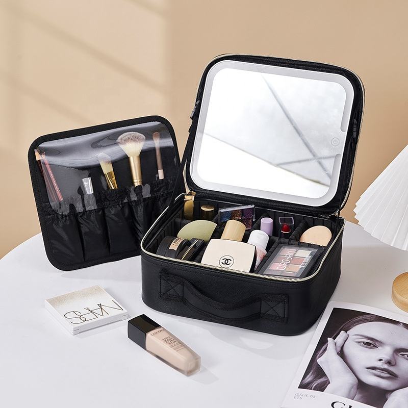 Valise de Maquillage Professionnelle avec Miroir et LED