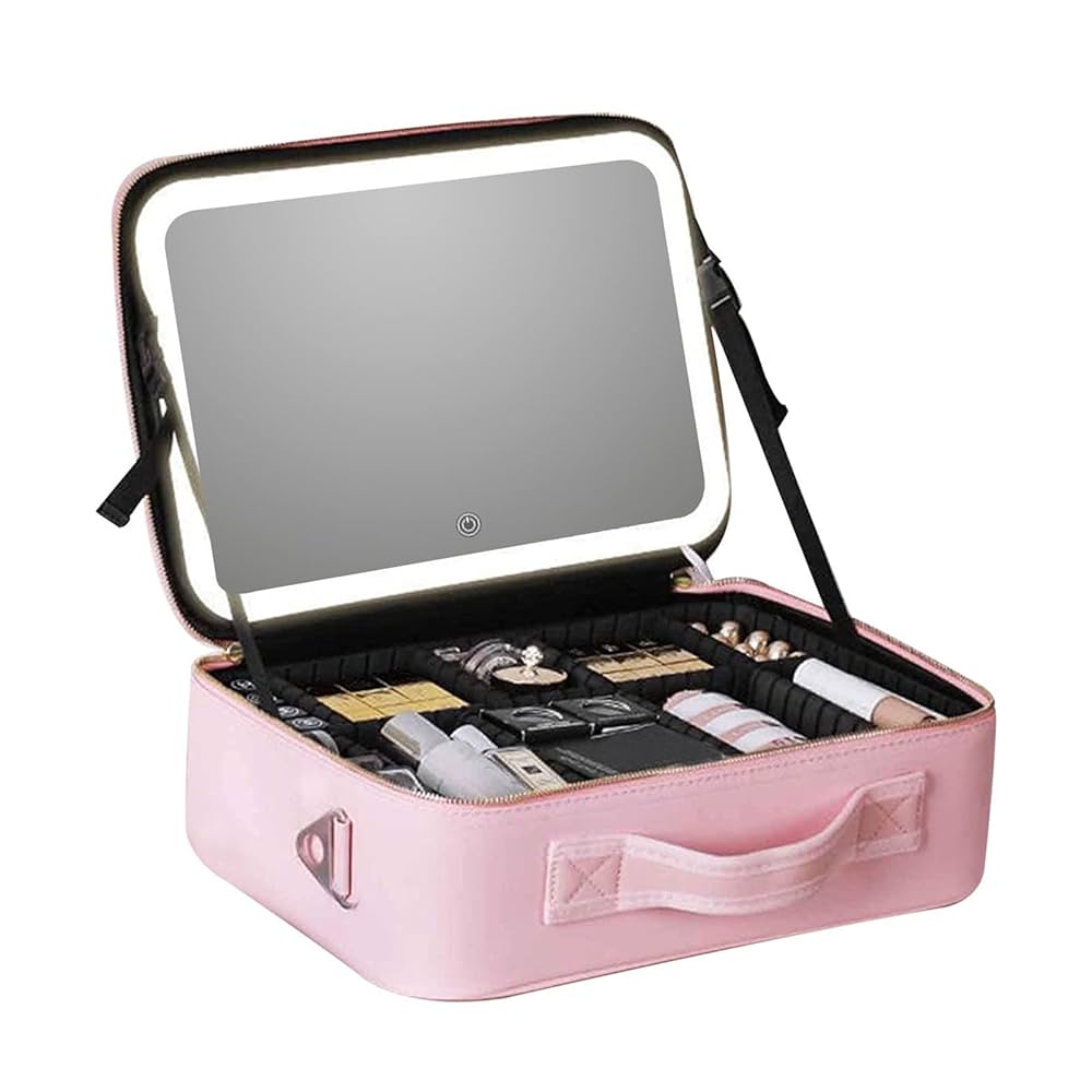 Valise de Maquillage Professionnelle avec Miroir et LED