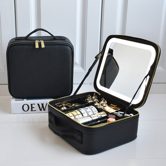Valise de Maquillage Professionnelle avec Miroir et LED