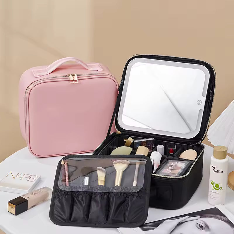 Valise de Maquillage Professionnelle avec Miroir et LED