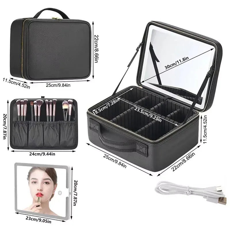 Valise de Maquillage Professionnelle avec Miroir et LED