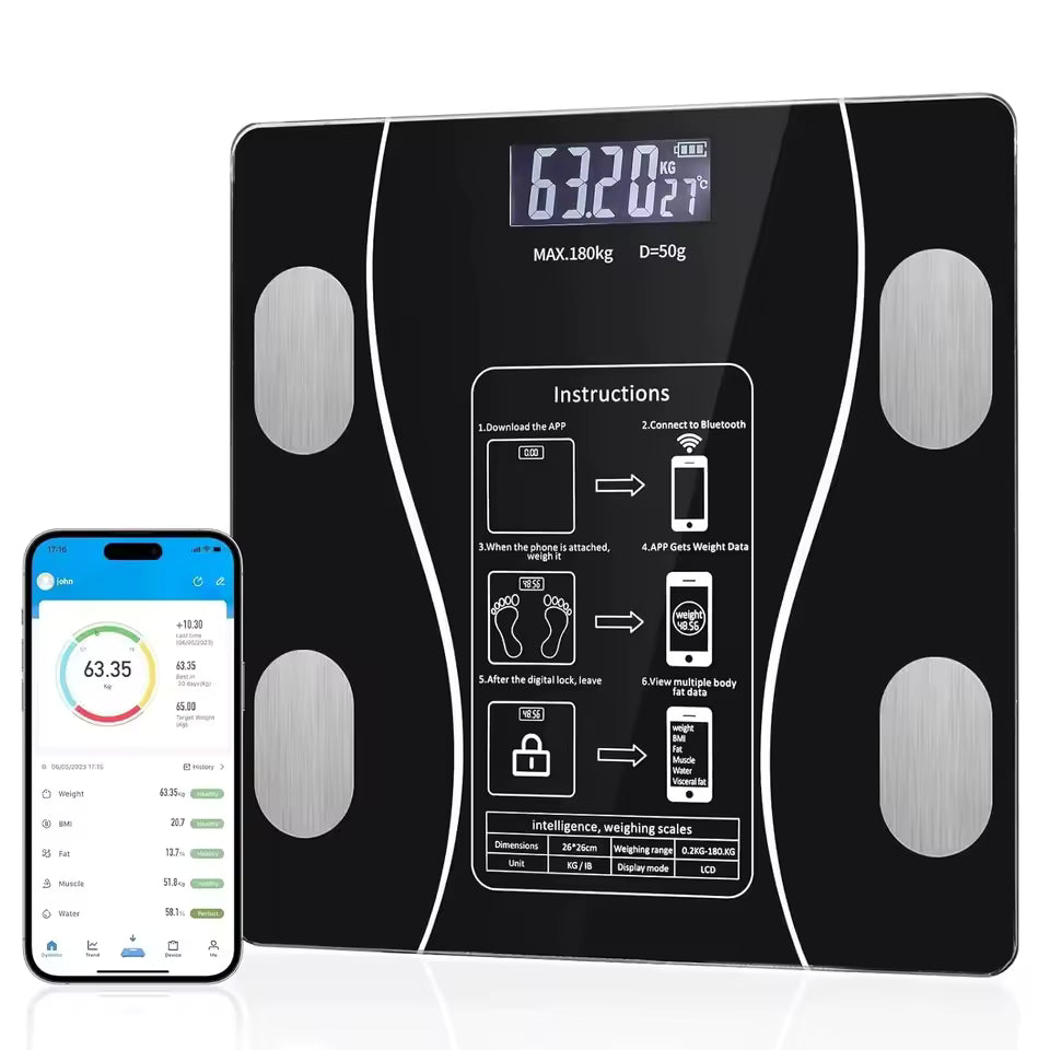 Balance Électronique avec Analyse Complète du Corps et Connexion Bluetooth