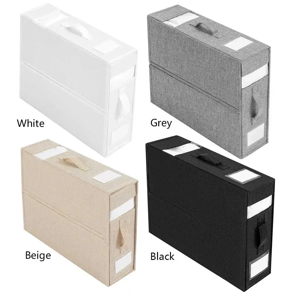 IGTOPS Organisateur de drap, boîte de rangement pliable pour literie, armoire avec 2 fenêtres, gris, 38 x 32 x 11.5 cm IGTOPS Organisateur de drap, boîte de rangement pliable pour literie, armoire avec 2 fenêtres, gris, 38 x 32 x 11.5 cm