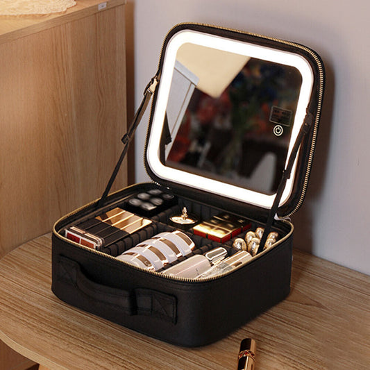 Valise de Maquillage Professionnelle avec Miroir et LED